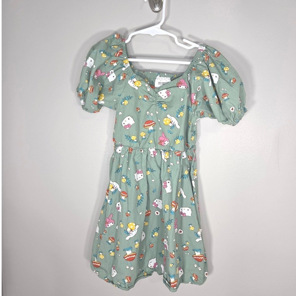 Hello Kitty Mushroom Dress XS Sanrio Kawaii Puff Sleeve Cottagecore Mini